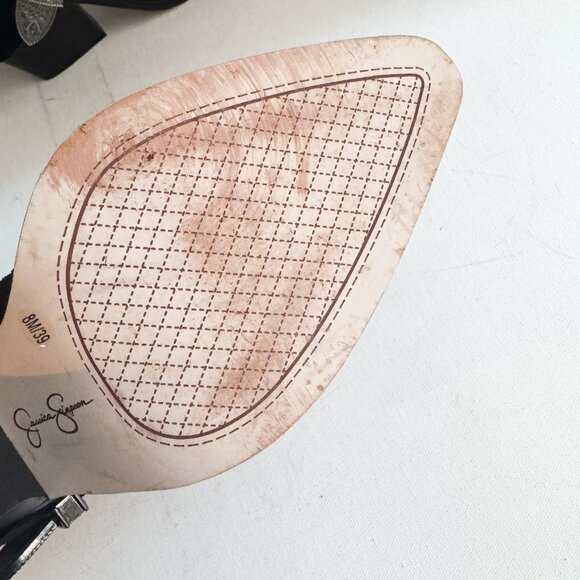 Jessica Simpson Black Suede Silver tone Buckle  Stud Detail Pointy Toe Booties 8 - Picture 9 of 9